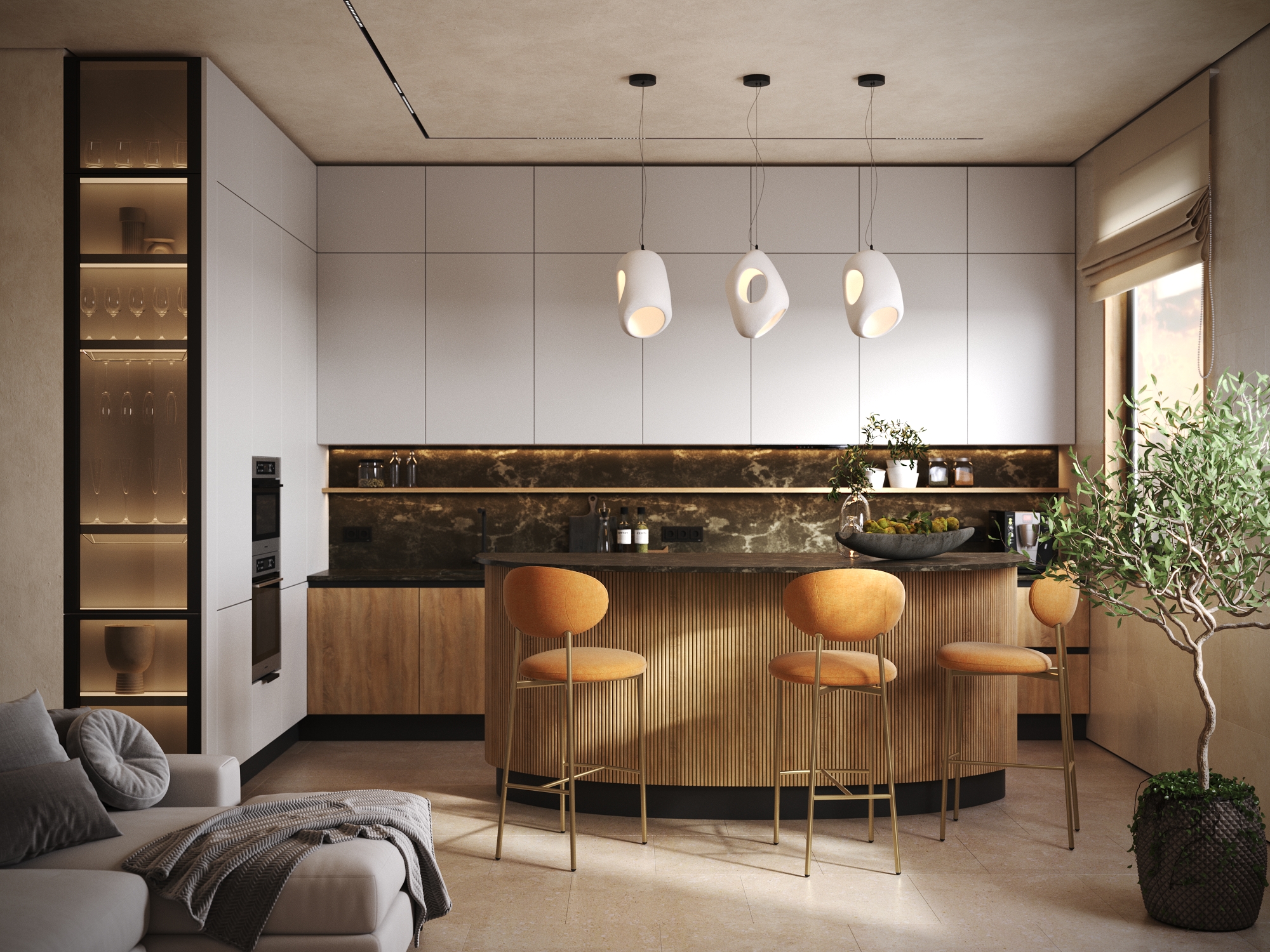 Стулья CHOCO Bar Metal у барной стойки в интерьере кухни