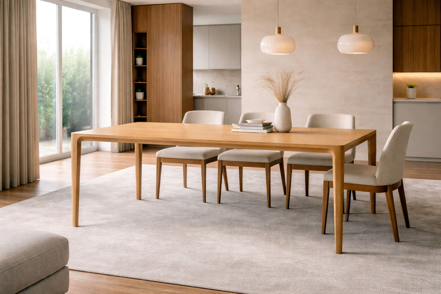 стол из массива на кухню композиция