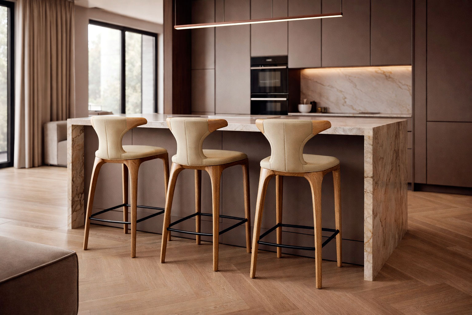 барные и полубарные стулья для кухни с островом